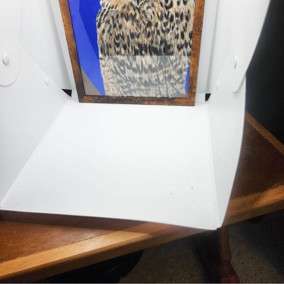 Hand Crafted Horned Owl Colored Pencil Drawing Framed 9x11" - Picture 10 of 12